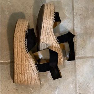 Franco Sarto black suede wedge sandals